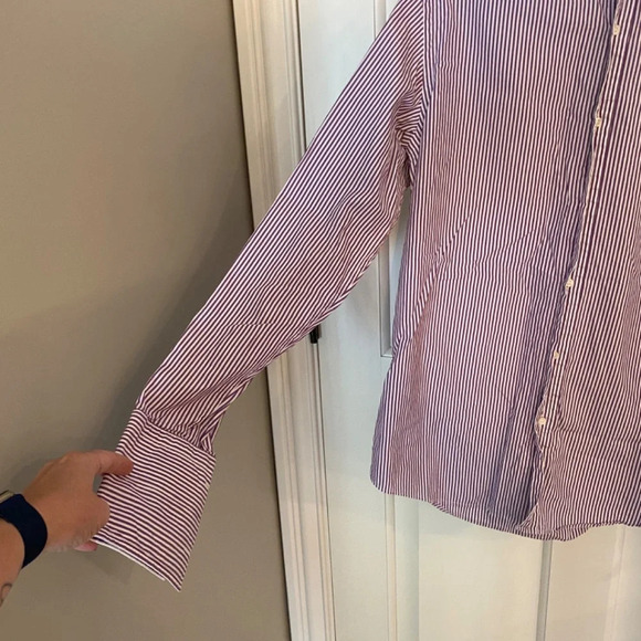 Ralph Lauren black label Extended Cuff Cotton Shirt Purple Stripe 33647 - Picture 8 of 14